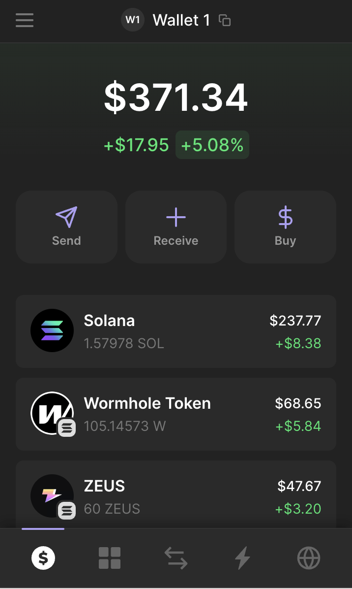 Інтерфейс гаманця Phantom для Solana
