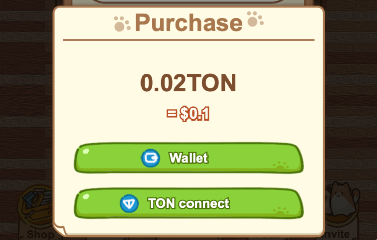 Перелік пакетів у Shop Catizen із цінами в TON