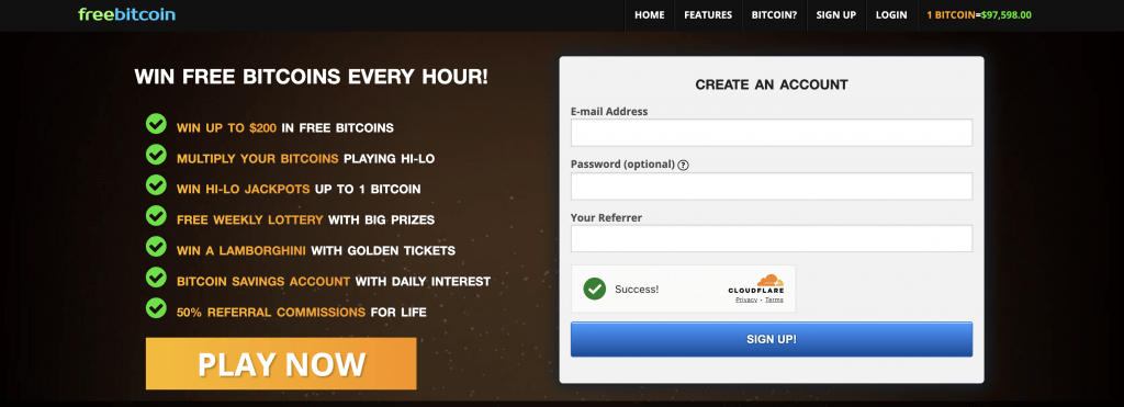 Реєстрація на FreeBitco.in