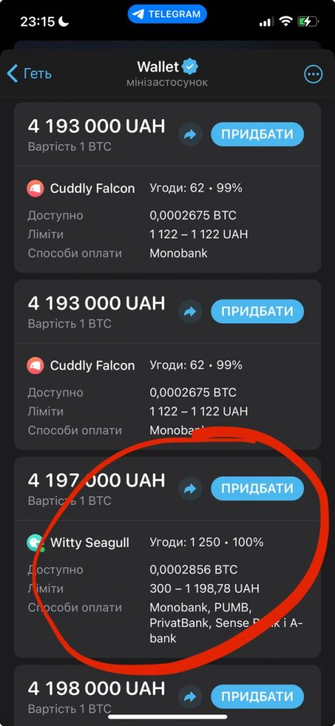 P2P-маркет у Telegram Wallet — крок 4